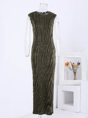 Couture Pleated Long Dress & Shawl Matching Set