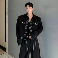 Men's 2 Piece Cropped Jacket + Pants Suit Set