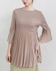 Luxury Pleats Flared-Cuff Top