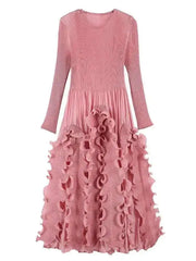 Fully Plissé Ruffled Midi Dress