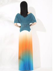 Sculpted Ombre Pleated Skirt & Top Set