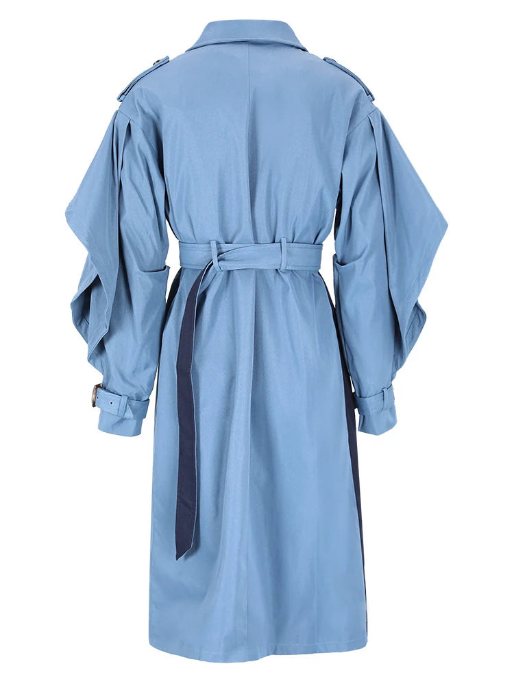 HEYFANCYSTYLE Classic Blue Elegance Trench Coat