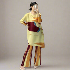 Luxury Plissé Tunic & Wide-Leg Pant