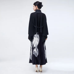 Luxe Black Wrap Top & Pleated Skirt Set