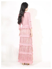 Plissé Japanese Fringe Midi Dress