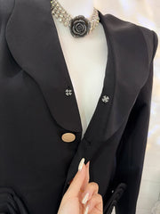 Designer Slim-Fit Rosette Jacket Blazer