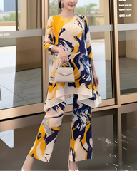 Luxury Pleated Palazzo Pant Set