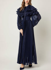 Couture Pleated Cape Dress