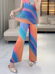 Casual Plissé Pants & Blouse Set