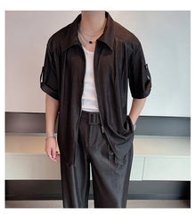 Men's 2-Piece Casual Zip-Up Top + Loose Fit Trousers