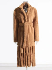 Women's Long Teddy Bear Coat with Tassels