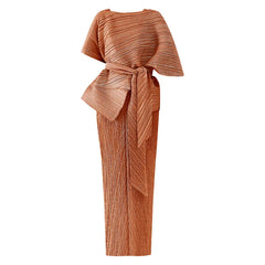 Plissé Pleated Midi Dress & Shawl