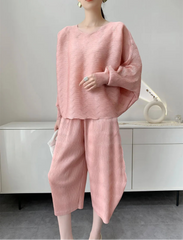 Flowing Plissé Tunic & Pants Set