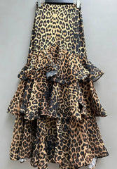 Leopard Tiered Ruffle Skirt