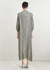 Luxe Formal Metallic Pleats Dress