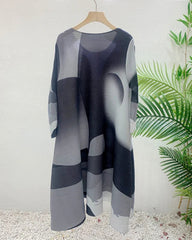 Geometric Plissé Colorblock Dress