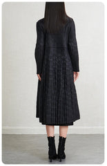 Luxury Pleated Quilted Long Coat