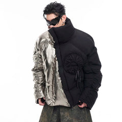 Men's Warm Luxe Chromatic Silver & Black Puffer Jacket