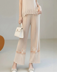 Petite Plissé Straight Leg Pants