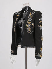 Luxury Beaded Metallic Blazer