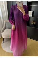 Women's Ombre Oversized Pleated Long Dress