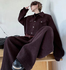 Men's Corduroy Wide-Leg Pants Set
