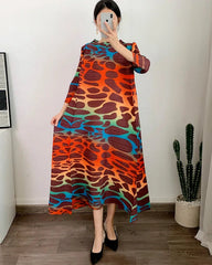 Abstract Pleated Trapeze Dress