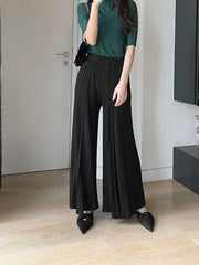 Fluid Pleated Wide-Leg Trousers