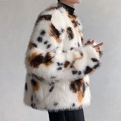 Men's Spotted Faux Fur Coat | Luxury Streetwear