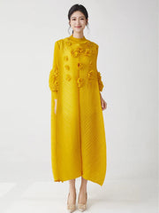 Luxe Pleated Dress with Sleeves
