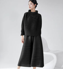 Truly Plissé Wide Leg Pant Set