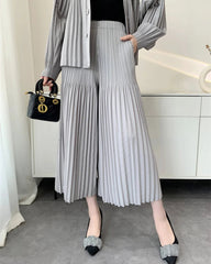 Luxury Pleated Wide-Leg Culottes