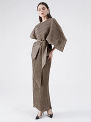 2-Piece Plissé Cape Dress
