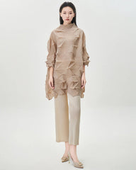 Luxury Plissé High-Neck Top