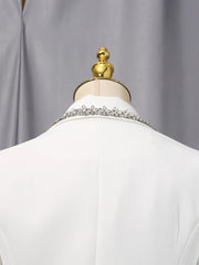 Luxury Feather Crystal Collar Blazer