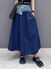 Zoe High Elastic Waist Irregular Denim Skirt