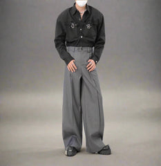 Luxury Men's Pleated Baggy Trousers