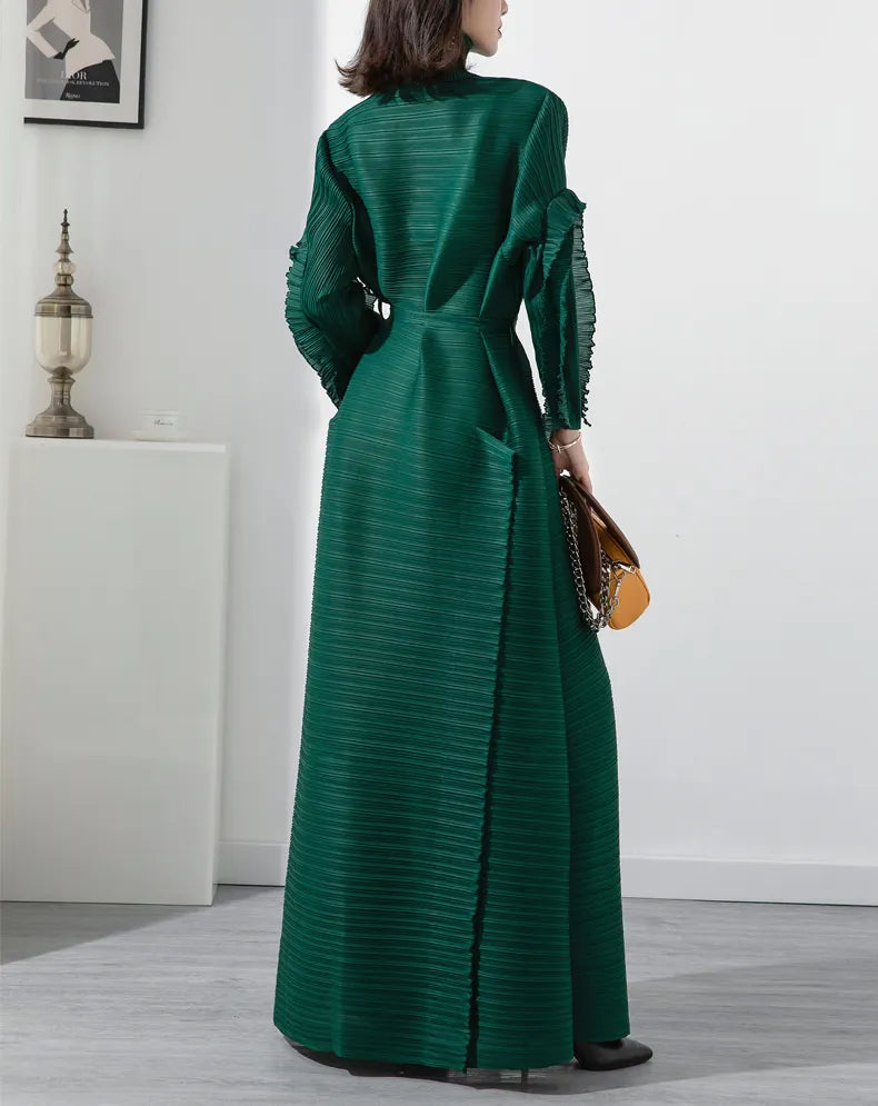 HEYFANCYSTYLE Maxi Pleated Cardigan Dress