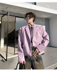 Men's Luxe Leatherette Short Blazer