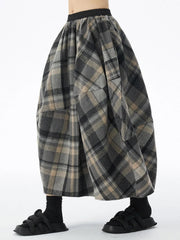 Luxury Plaid Wool-Blend Skirt