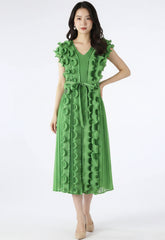 Elegant Ruffle Plisse Dress