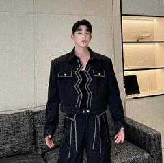 Men's 2 Piece Cropped Jacket + Pants Suit Set