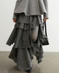 Luxury Asymmetric Stripe Skirt