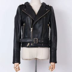 Women's Sheepskin Leather Moto Jacket