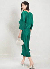 Sculptural Pleated Top & Pants Set