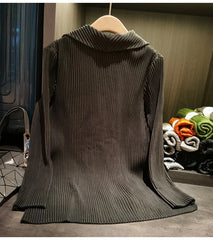 Thick Pleated Draped Cardigan