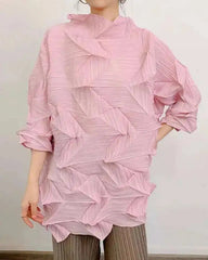 Oversized Pleated Plissé Top