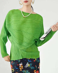 Classy Pleated Boat Neck Top