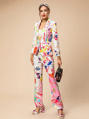 Women's Luxe Tailored Blazer & Flared Trousers Suit