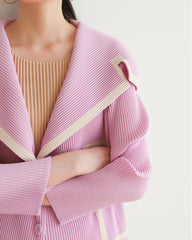 Pleated Shawl-Collar Cardigan